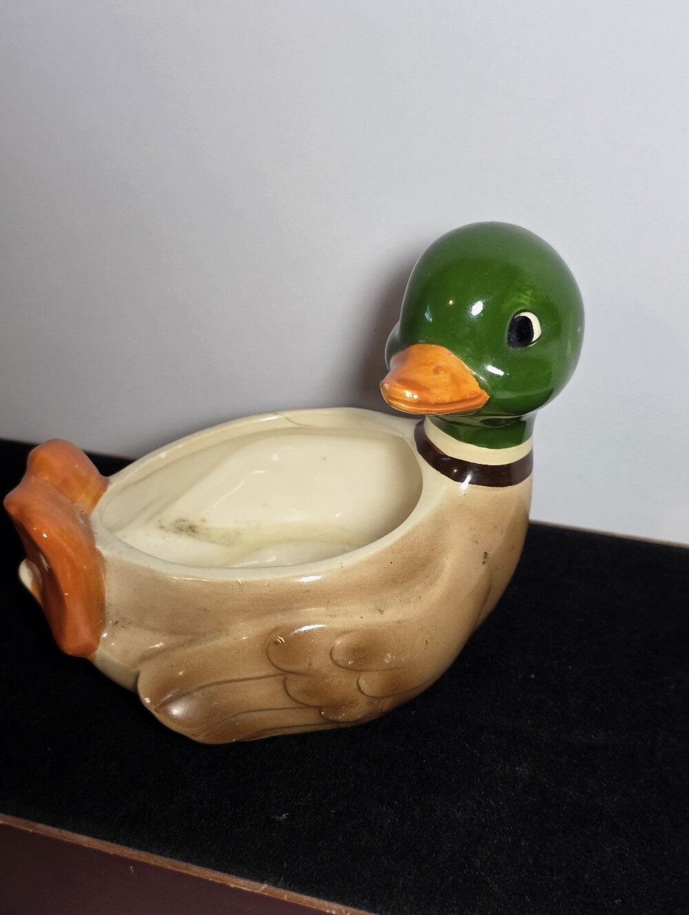 Vintage Josef Originals Mallard Duck Ceramic Planter Trinket Catchall Dish